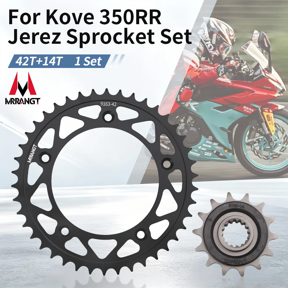 MRRANGT Motorcycle Sprocket High-Carbon Titanium Steel 14T Front 42T Rear Set Chain Wheel Fit For Kove 350RR Jerez Accessories