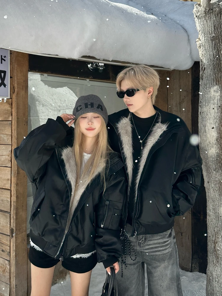 

Couples Pilot Jaet ort Cotton Coat Men Women Winter American Retro Cool Looking Flight Jaet Warm Thiened Zipper Closure