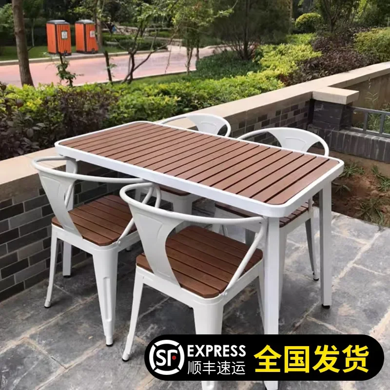 Customized balcony, open-air garden, courtyard, waterproof and sunscreen, outdoor plastic wood tables and chairs