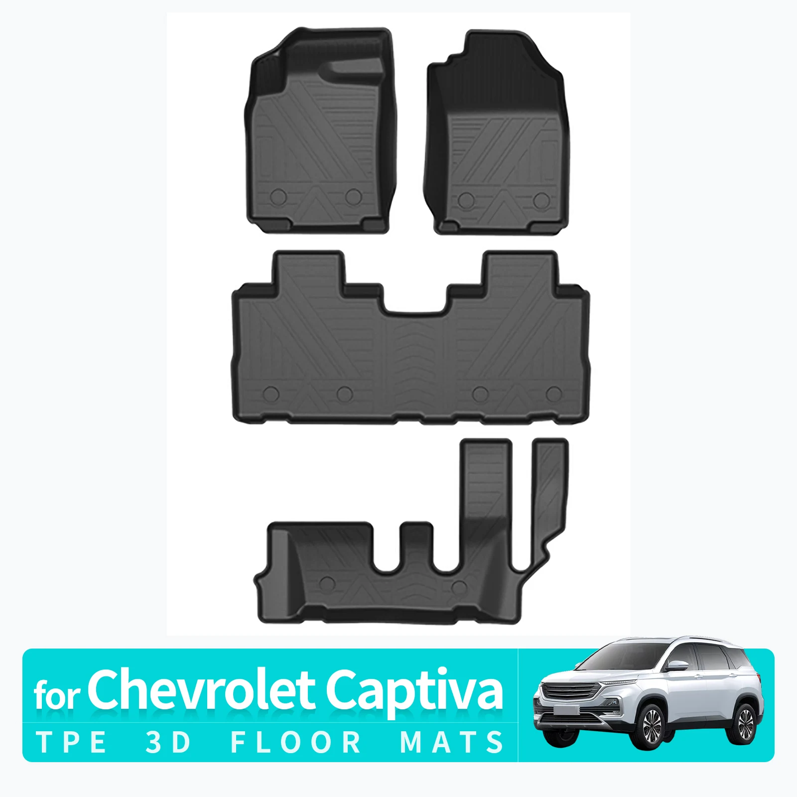 Trunk Backrest Pad TPE for Chevrolet Captiva / Groove 2019-2024 Car Floor Mats