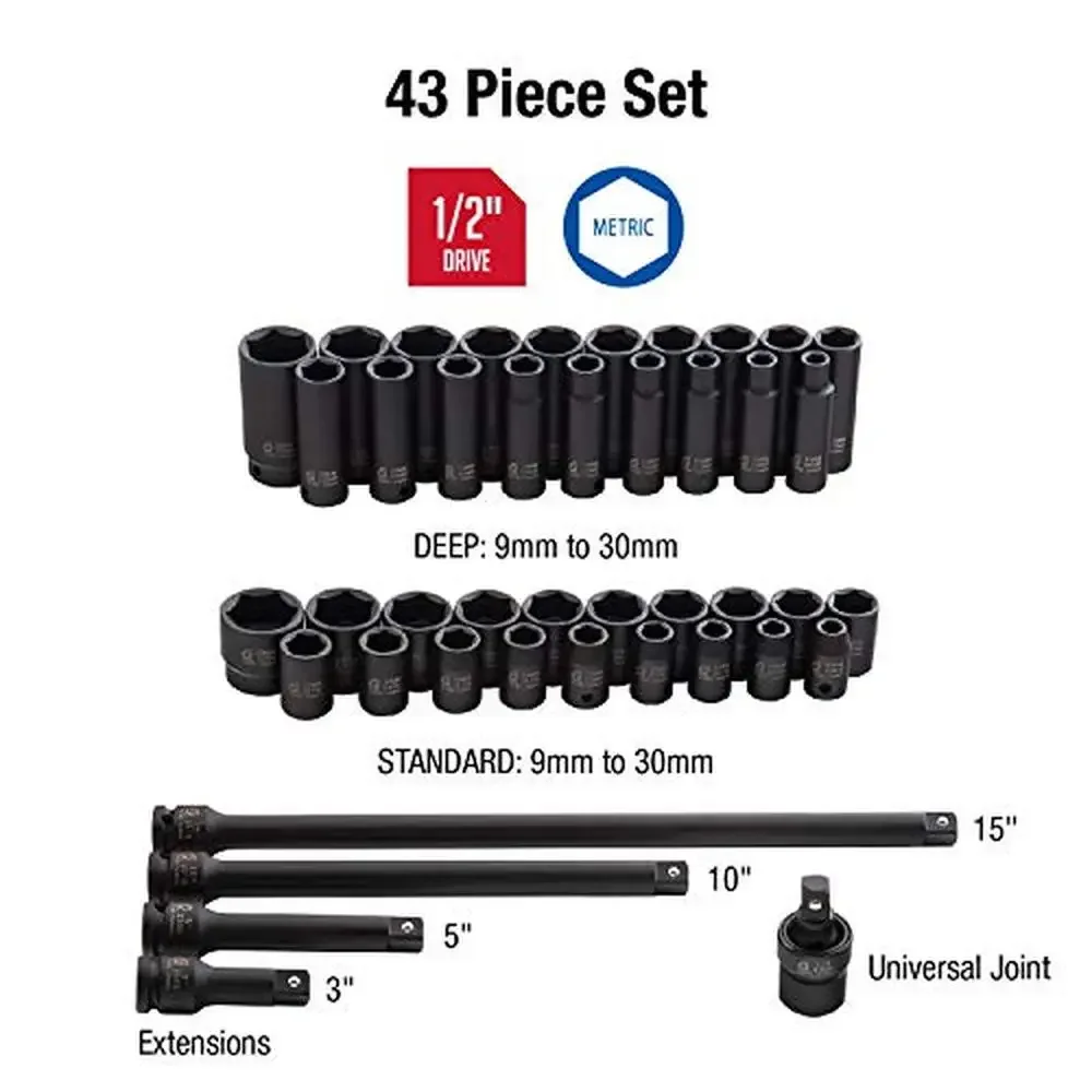 43-Piece Metric 1/2