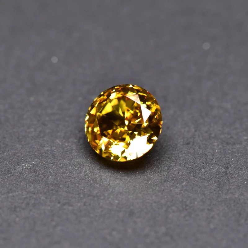 Synthetischer Edelstein Top Crushed Ice Cut Kubischer Zirkonia Runde Form Goldgelbe Farbe 4K Schliff 5A+ Qualität für Schmuckherstellung – Detail 3