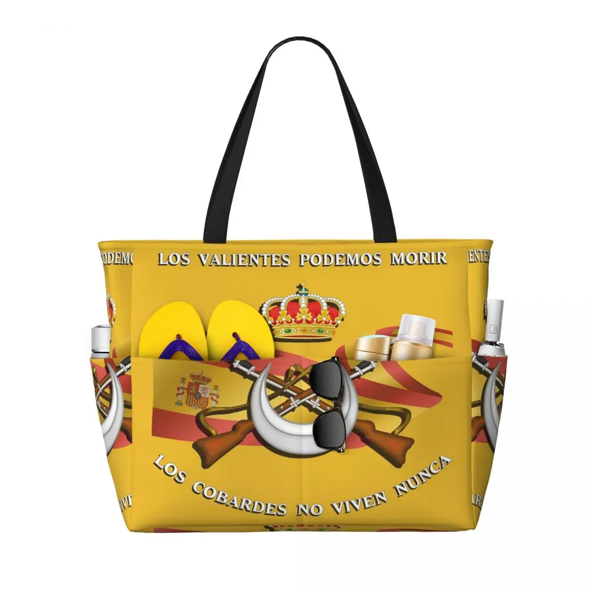 

Spanish Legion Flag Spain Army Proud (1) Beach Tote Bag Sport Gym Yoga Duffle Large Tote Bag Women Travel Bag Fitness bag