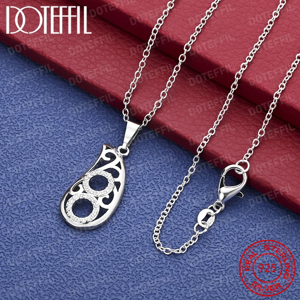 

Нежное ажурное ожерелье из стерлингового серебра 925 пробы с каплевидным кулоном для женщин, модные аксессуары для свадебного подарка