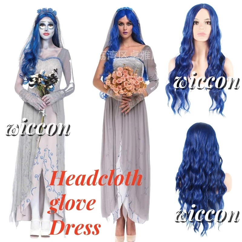 Dress for Female Devil Cosplay Party Devil Corpse Bride Costumes Wig Halloween Women Scary Vampire Costume Clothes Witch Dresses