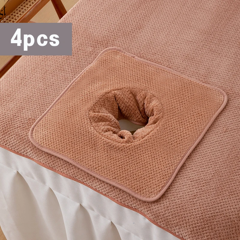 4 Towels with Headrest Holes for Beauty Beds, Salon Towels, SPA Massage Bed Covers, Breathable Face Hole SPA Massage Bed Towels, image 3