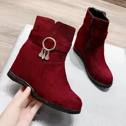 Women Boots 2022 Winter Mid Heel Snow Boots Women Fashion Ladies Ankle Boots Suede Cotton Boots for Women Zapatos Mujer