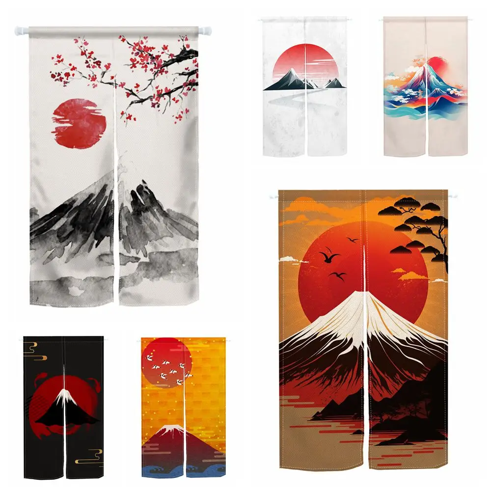 

Noren Japanese Style Door Curtain Mount Fuji Red Sun Long Doorway Curtains Home Bedroom Kitchen Staircase Entrance Partition