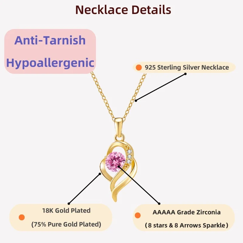 

LAMVOICE Jewelry for women, christmas gift, high quality gift, S925 sterling silver necklace, 1 carat zirconia necklace