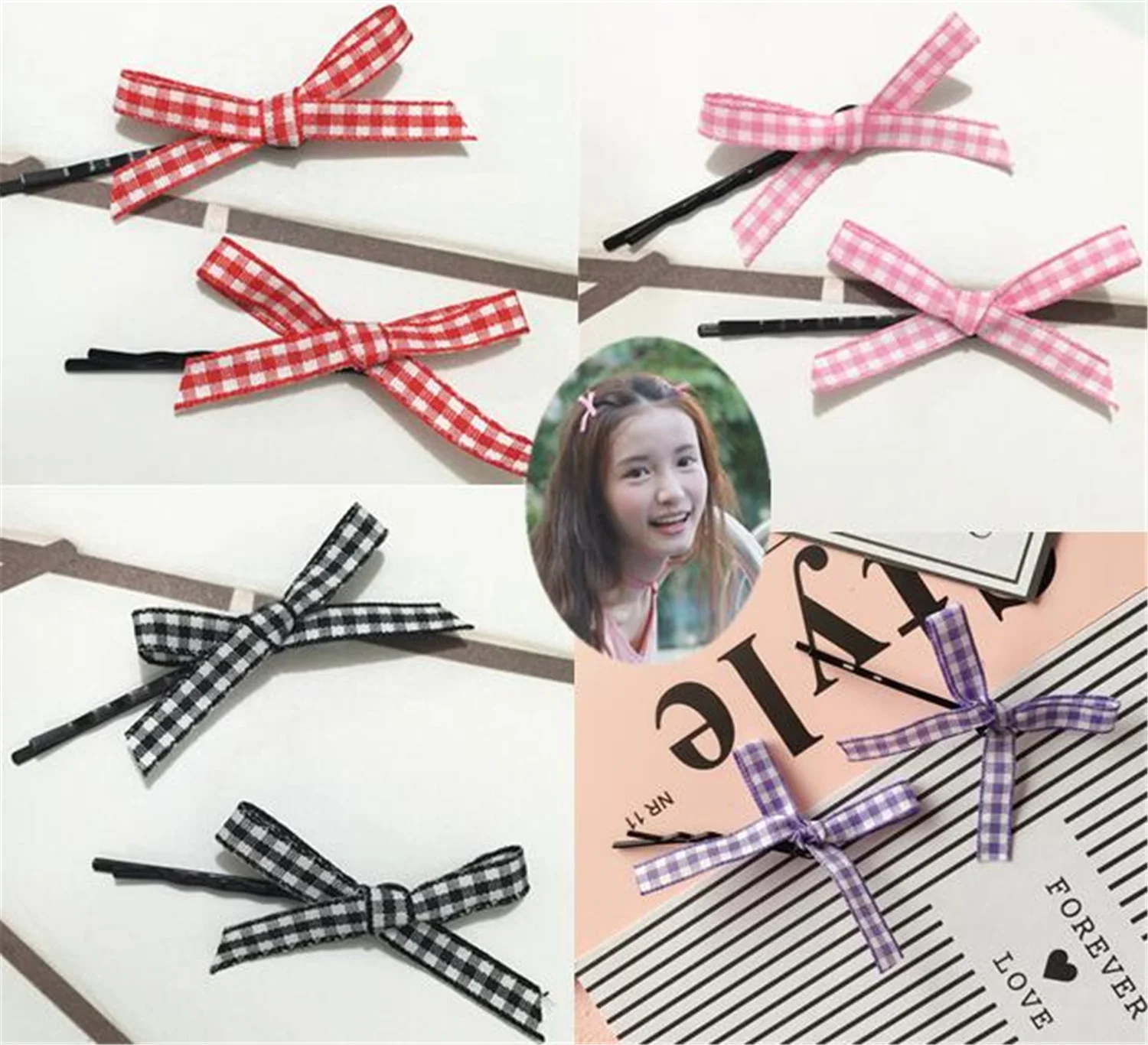 

20PCS/Plaid Hair Bow Clip Baby Gingham Hairpins Girls Hairgrip Toddler Bobby Pins Accessories Back to School First Day