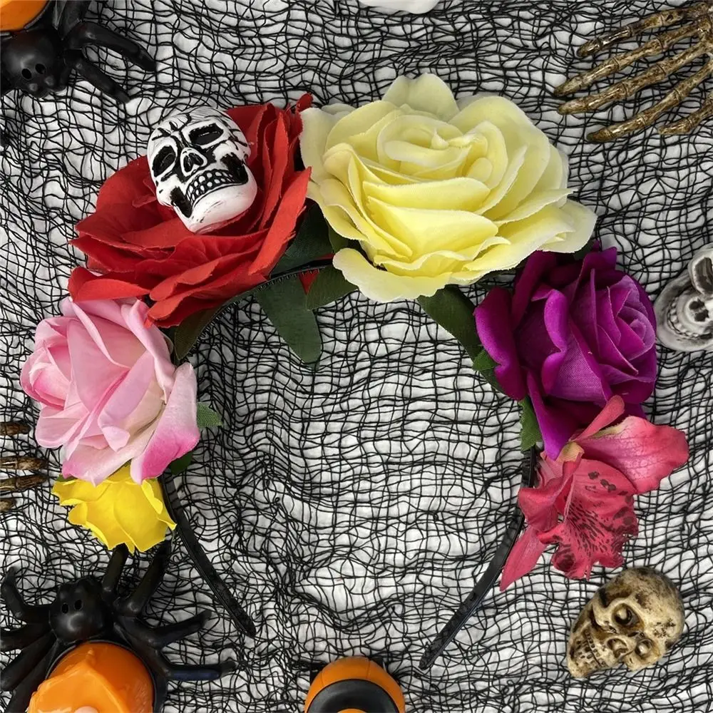 Mexicaanse Rose Flower Crown hoofdband feestkostuum foto rekwisieten dag van de dode zendspoel Boho Halloween hoofddeksels voor vrouwen