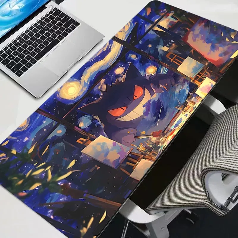 وسادات ماوس كبيرة P-pokemon Gengar Desk Gaming Mousepad مع حواف مخيطة وقاعدة مطاطية غير قابلة للانزلاق لوحة ماوس ممتدة 900x400