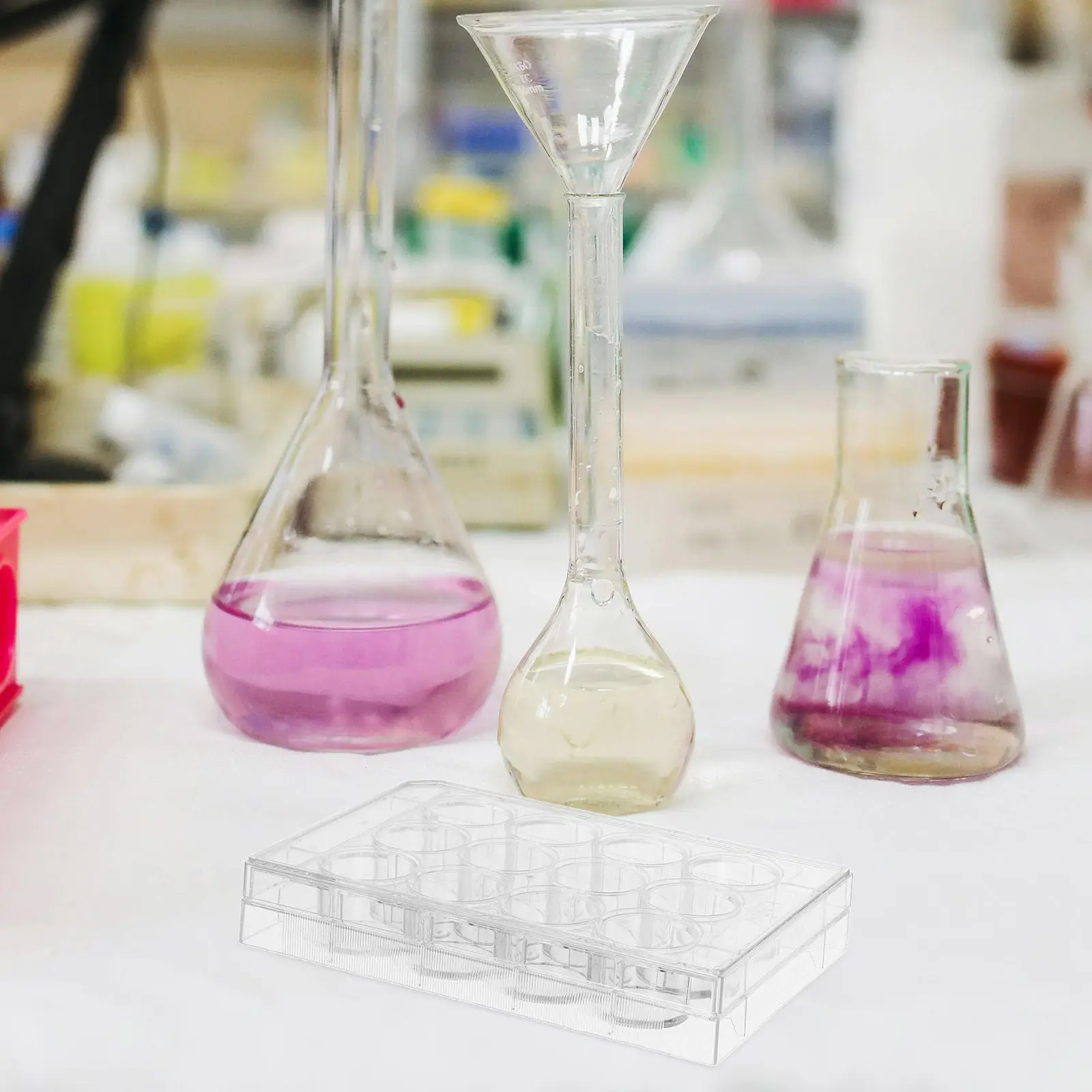 12 Well Cell Culture Plate Transparent Plastic Multi Functional Flat Tissue Culture Tray for Lab Experimental