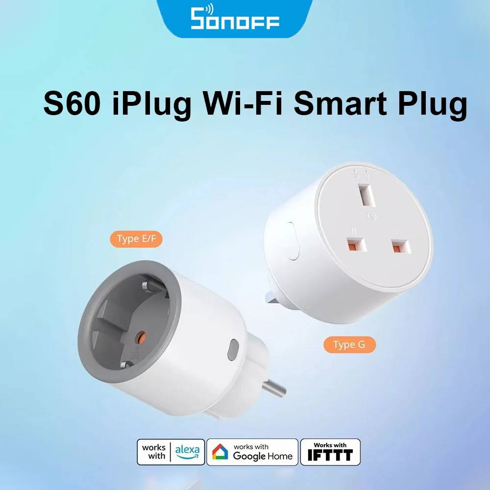 SONOFF S60 EU/UK WiFi Socket Plug Power Monitor Outlet Remoter Voice Control with EWeLink Alexa Google Home SmartThings IFTTT