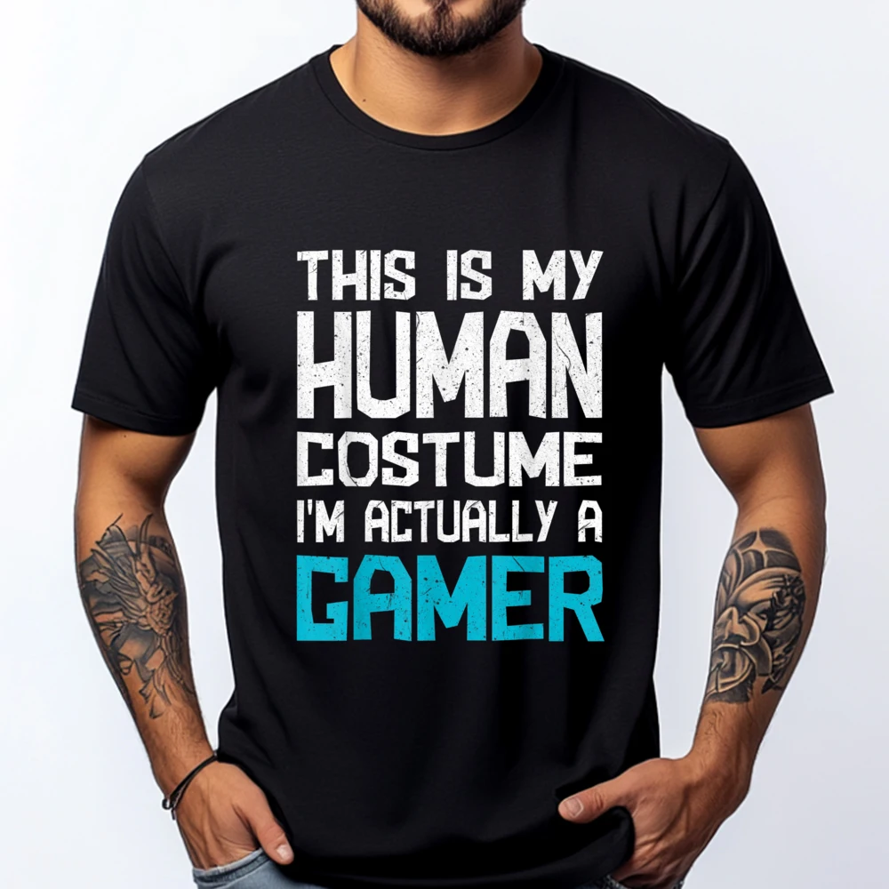 

Funny Video Gamer Gamer Rpg Mmorpg Costume Grey Shirt Graphic Tee Oversize Man Vintage T Shirts Fashionable and Trendy Tshirts