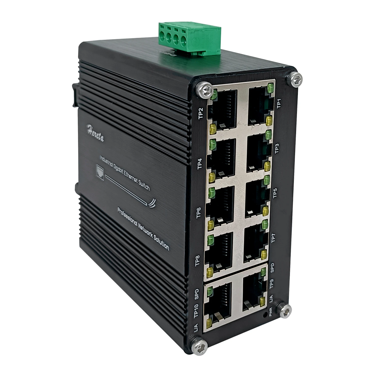 Mini Industrial 10 Ports Gigabit Ethernet PoE Switch 8-Port 10/100/1000T 802.3at PoE + 2-Port 10/100/1000T DIN-Rail Installation