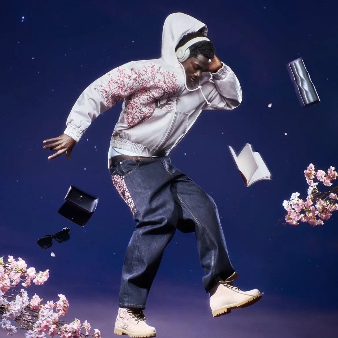 

Мужская хлопковая куртка-худи в стиле американского кэжуал с молнией и вышитыми цветами