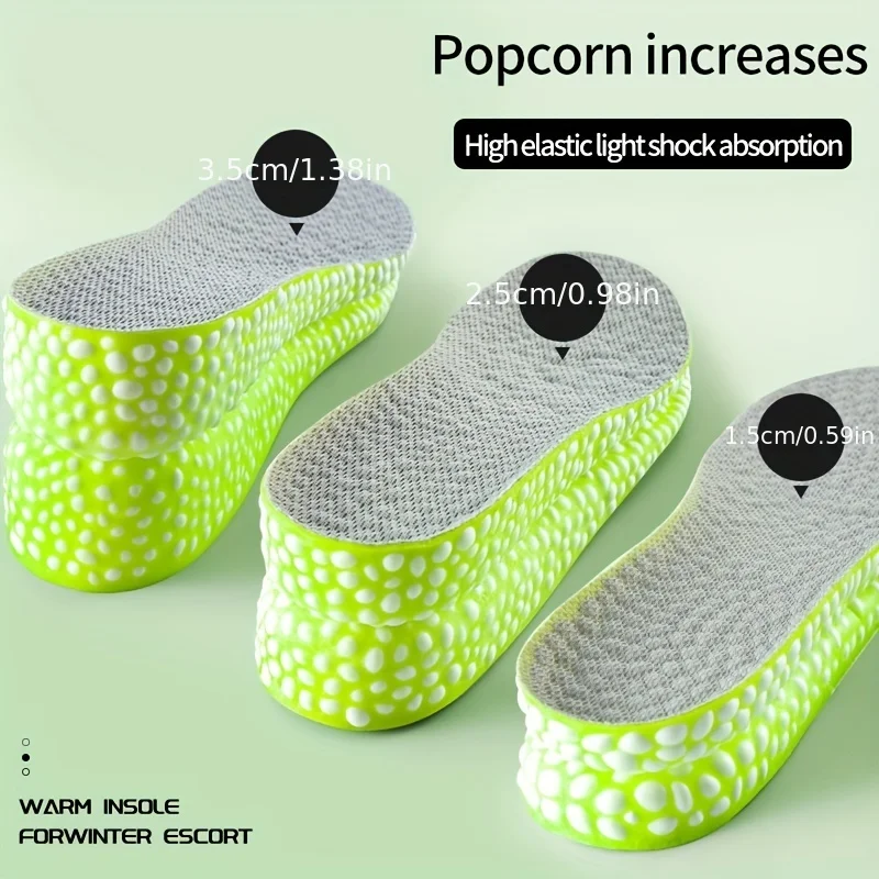 1 Pair Boost Height Increase Shoes Insoles Men Women Soft Comfort Running Sports Insole for Feet 1.5/2.5/3.5cm Growing Shoe Pads