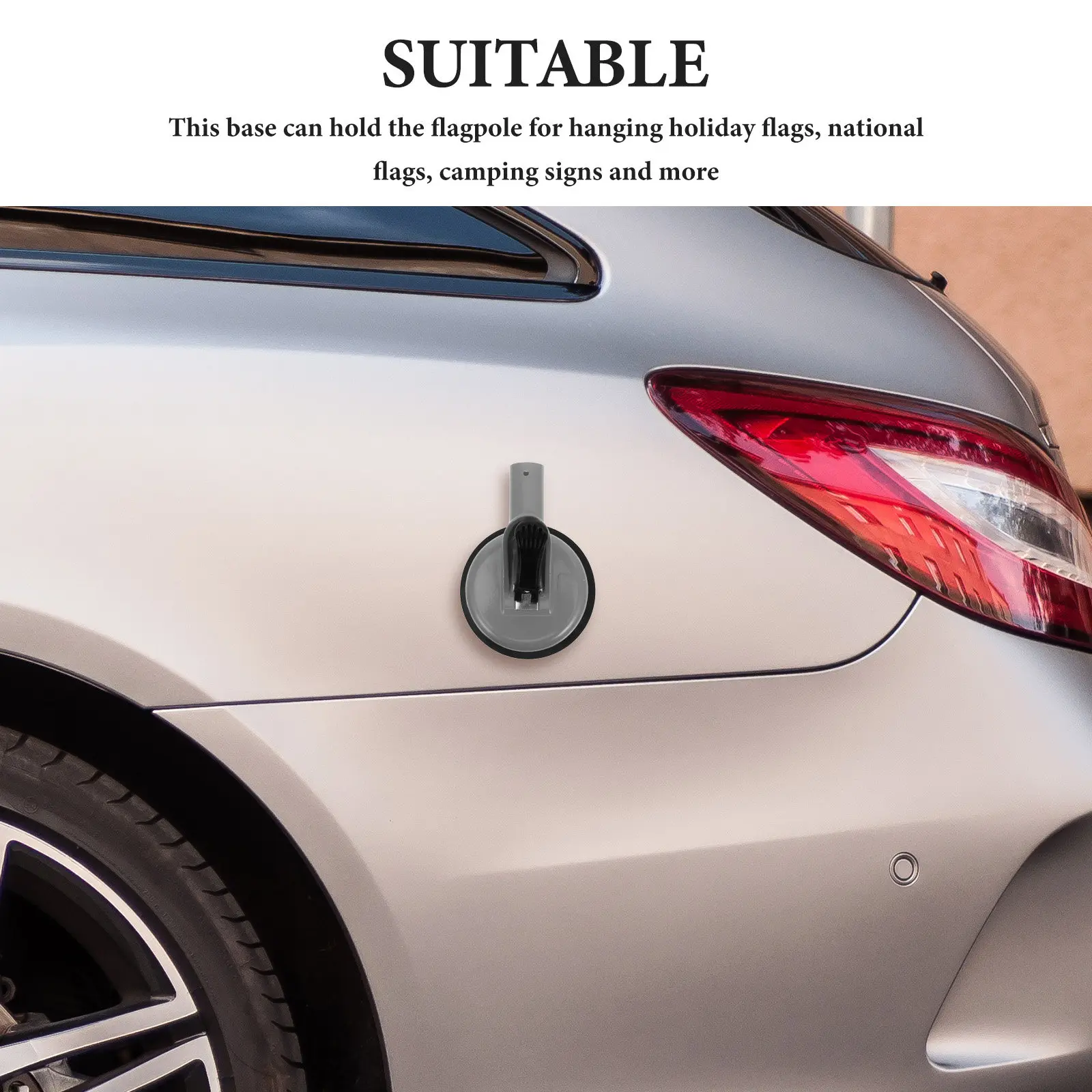 2Pcs Sturdy Car Flag Mount Suction Cup Flagpole Holder Base Easy Install Windproof Flag Pole Support for Shop Window Holiday - view 2