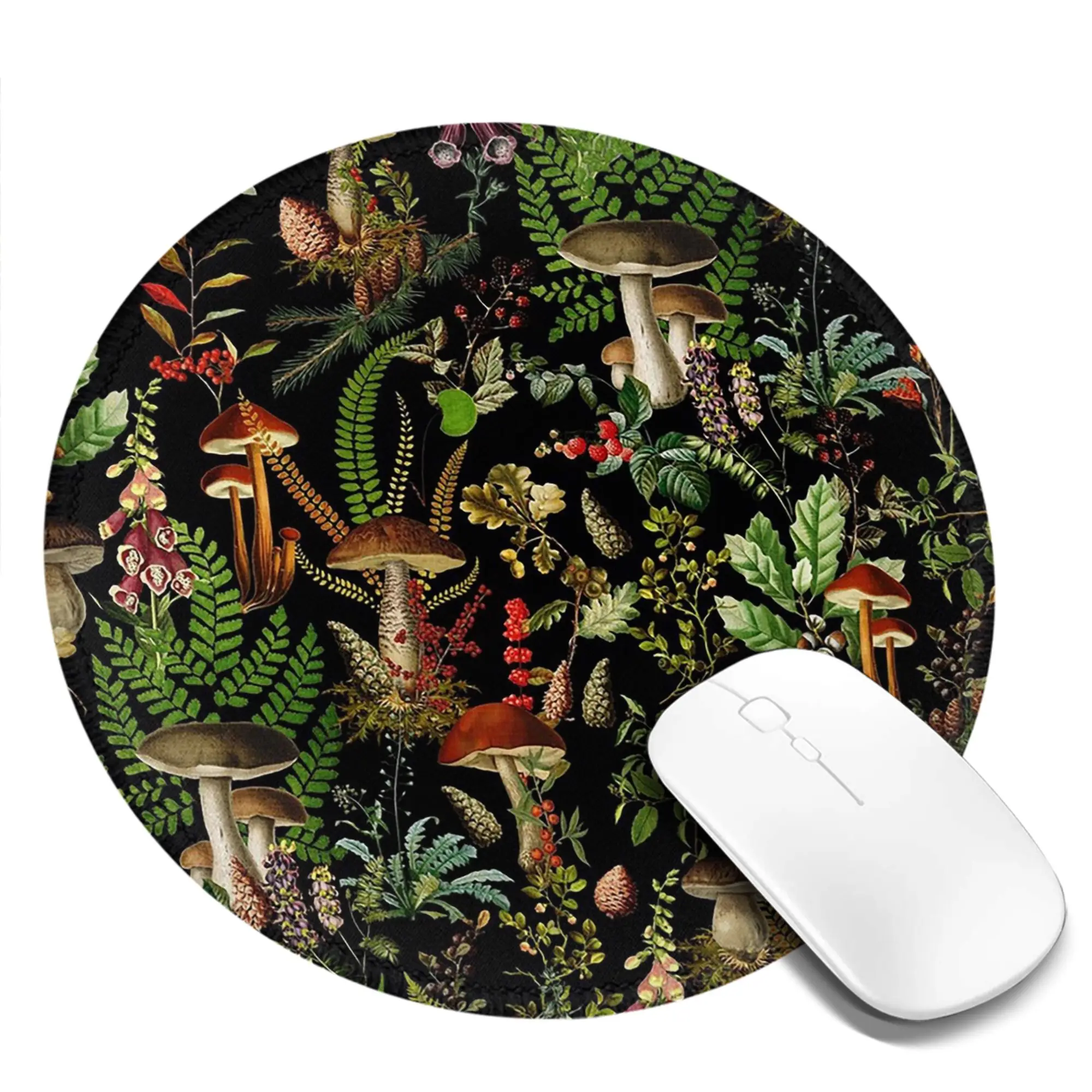 Midnight Mushrooms Forest Botanical Night Garden Mouse Pad Computer Keyboard Mouse Mat Gamer Laptop Desk Mat Office Table Mats