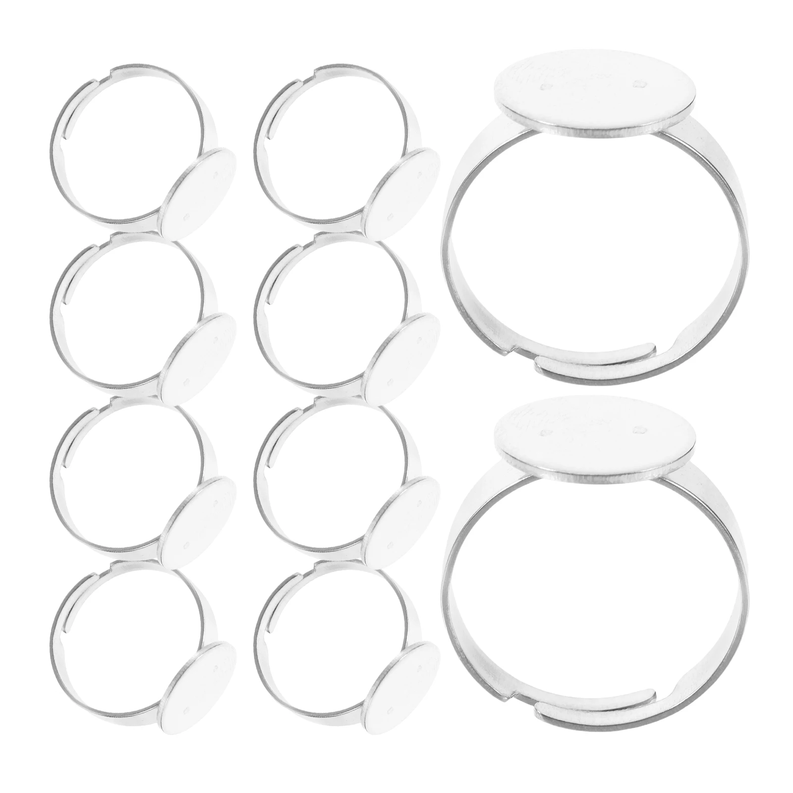 

20pcs Stainless Steel Ring Base Adjustable Silver Bezel Jewelry Making DIY Craft Supplies Portable Ring Holder