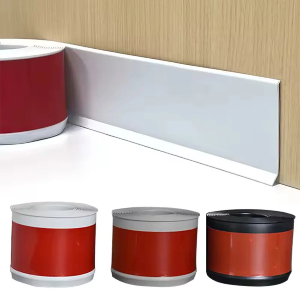 1Pc 1M/39.37in Adhesive Pvc Wall Trim Line Skirting Board Waterproof Baseboard Wallpaper Sticker for Living Room Home