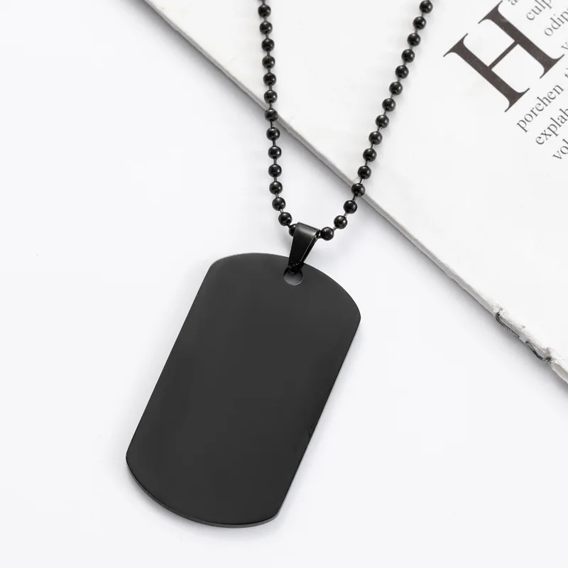 HNSP Plain Stainless Steel Seal Pendant Dog Tag Necklace Blank Engravable Military ID For Men Waterproof Jewelry Accessories view 4