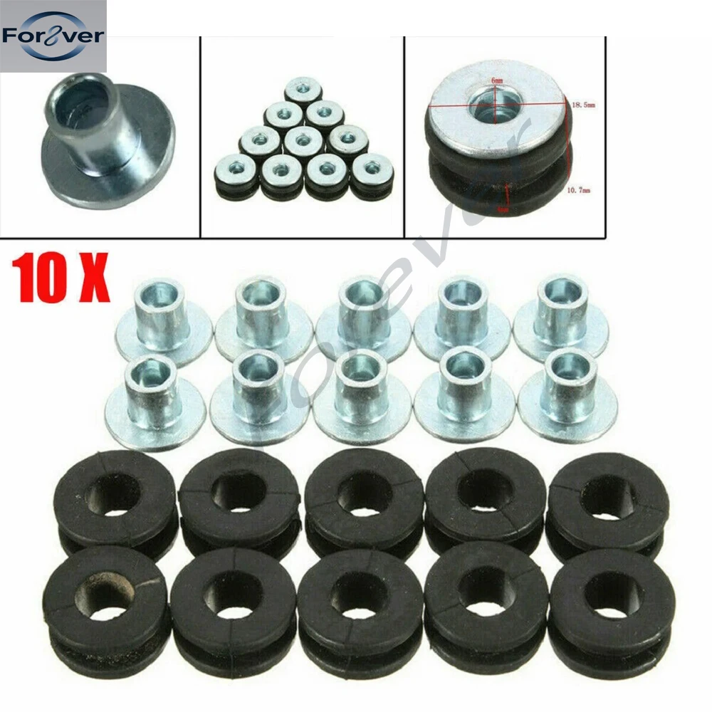 

10 шт., новый комплект резиновых втулок для мотоцикла, резиновые втулки для обтекателя, наборы болтов в ассортименте