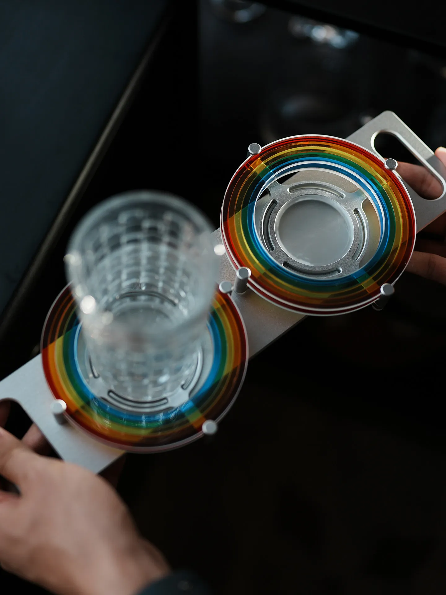 Rainbow Acrylic Coaster Star Ring ins Bottom Support Coaster Optical Shaft Industrial Wind Anti-scalding Mat