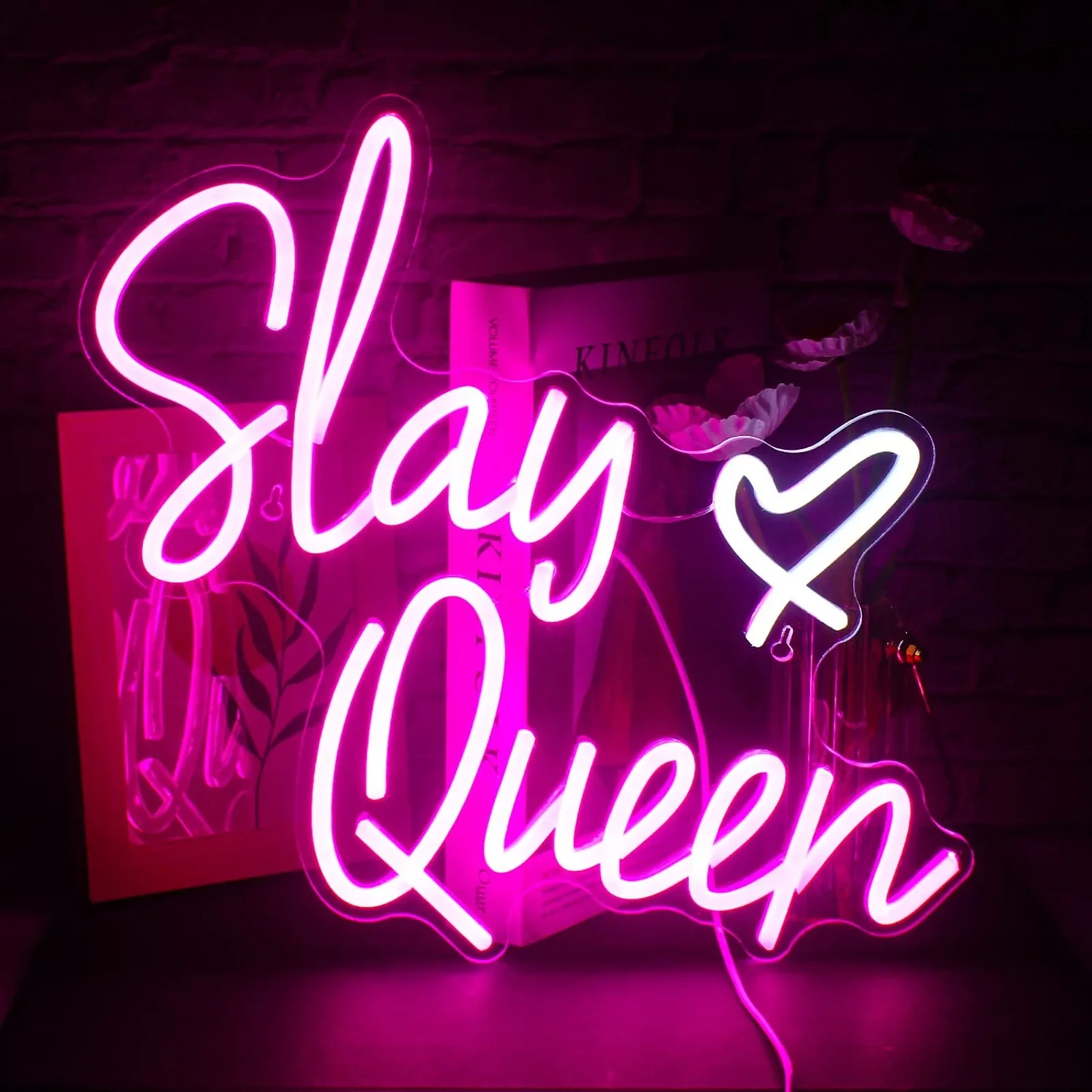 

Pink White LED Neon Light Up Signs for Wall Decor Neon Light for Bedroom Preppy Girl Aesthetic Room Dorm Decor Party Gifts