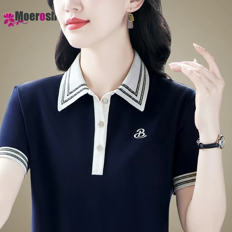 Elegant Polo Shirts Woman Clothes for Women Shirt T-shirts Summer 2024 Womens Tops Women's Golf Wear Youthful Pulovers Tee Top