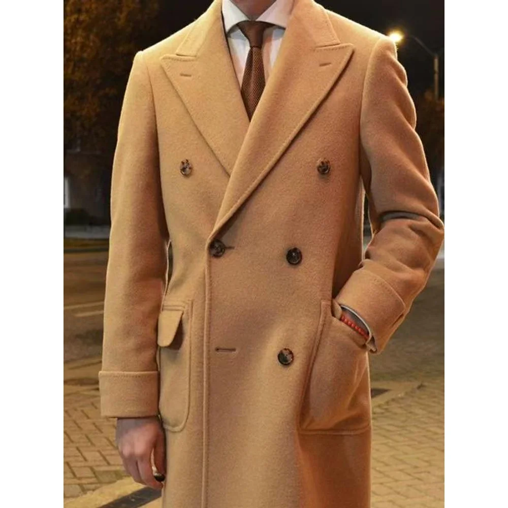 

Двубортная шерстяная куртка в стиле ретро, осенне-зимняя кашемировая куртка в британском стиле с карманами, верхняя одежда больших размеров