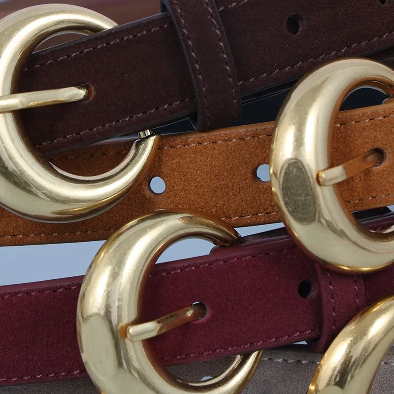 여성 빈티지 스웨이드 정품 가죽 코르셋 여성 Cummerbund 코트 허리띠 드레스 Decration 좁은 벨트 J1433