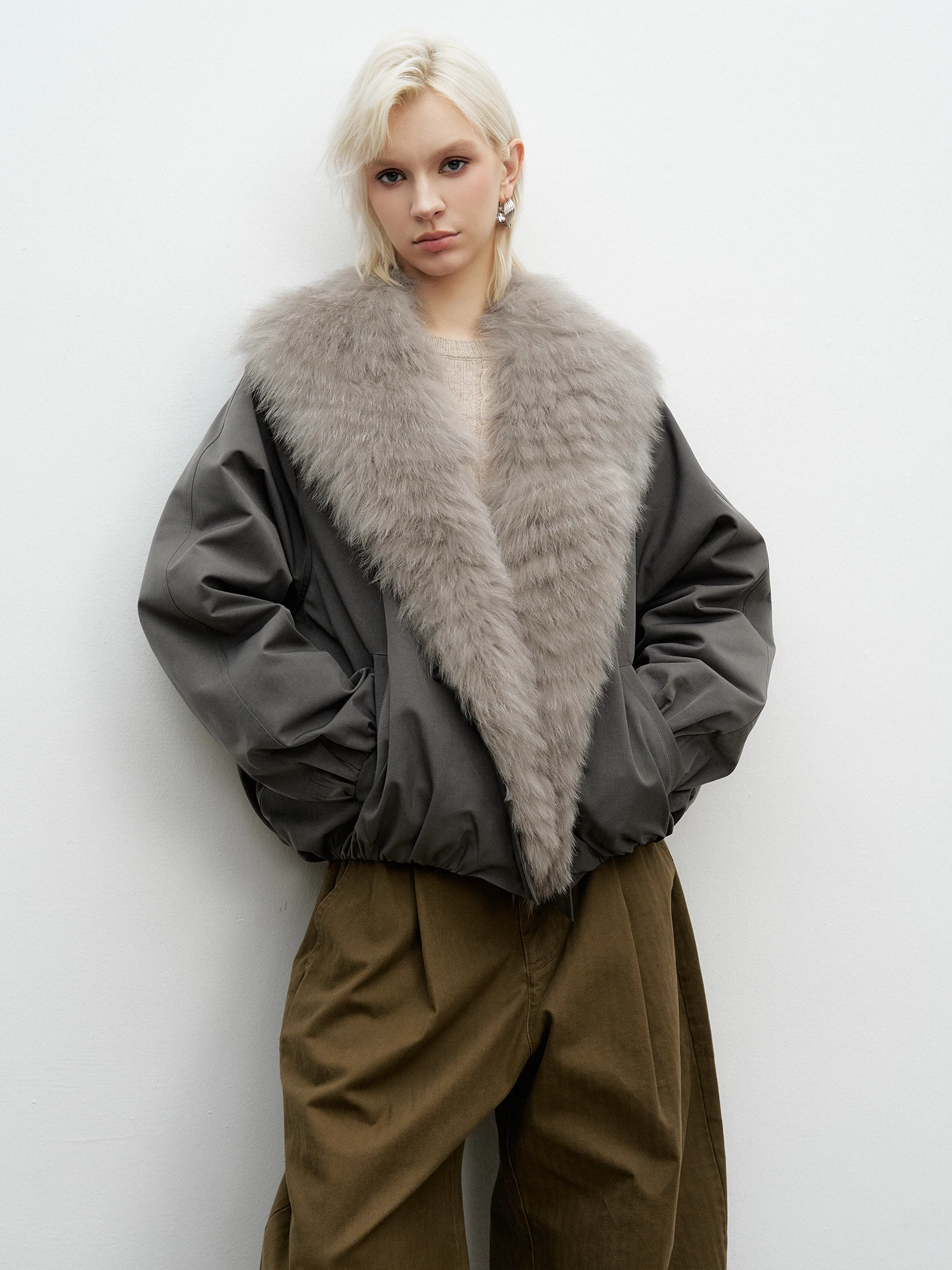 

MANMONA Fur Collar down Jaet Women's ort White Goose down Parka Coat 2025 New Korean Sle Loose Fit Warmth