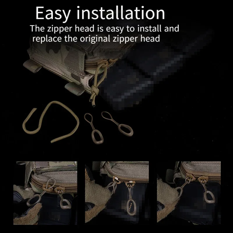 5 قطعة سستة مجتذب استبدال TPE الحبل تمديد سستة تبويب DIY بها بنفسك حقيبة الملحقات ل سترة صيد على ظهره الملحقات