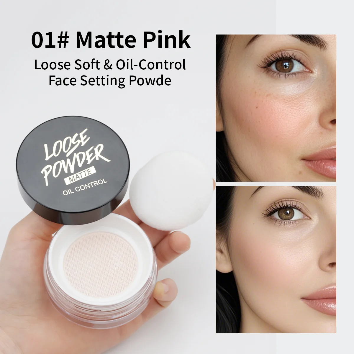 Pó solto profissional para controle de óleo, anti-suor, à prova d'água, base fosca, maquiagem de longa duração, névoa translúcida, pó de configuração facial