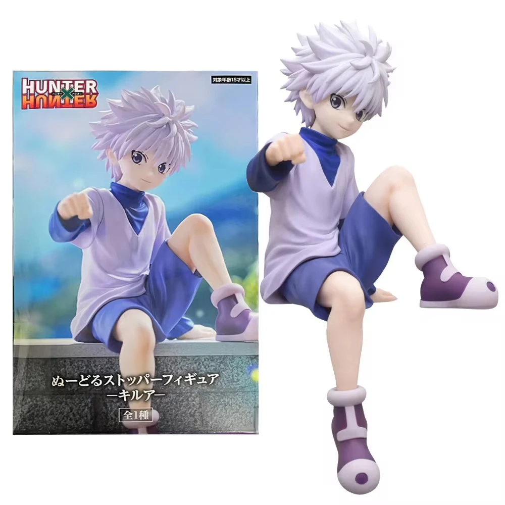 12CM Anime HUNTERxHUNTER Killua Zoldyck Figure Noodle Stopper Figure GON FREECSS Sitting Model Toy Gift Aciton Figure PVC