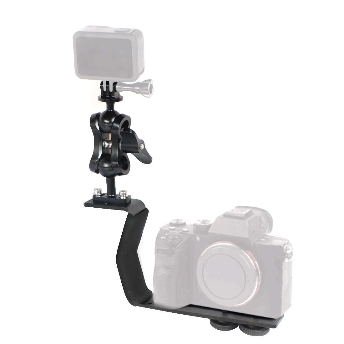 Tauchhalterung aus Aluminiumlegierung, Z-Typ, Einzelgriff mit Basisadapter für Gopro Unterwasserkamera, Fotogehäuse, Taschenlampe – Detail 2