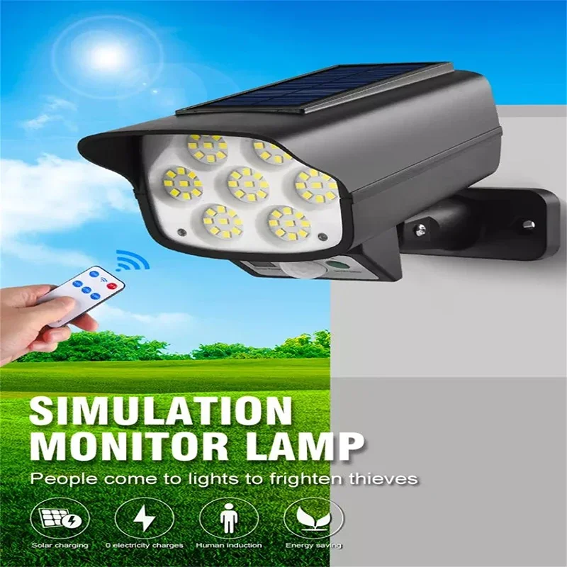 77 Led Flood Light Motion Sensor Security Dummy Camera Outdoor Wireless Ip65 Waterproof 3 Mode For Home Garden Backyard Wall Lamp