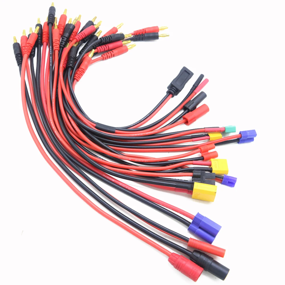 Battery Charger Cable 4.0mm Banana Connector To Amass MPX AS150 XT90 TRX XT60 EC5 With 12AWG Silicone 30CM For Imax B6 B6AC B8