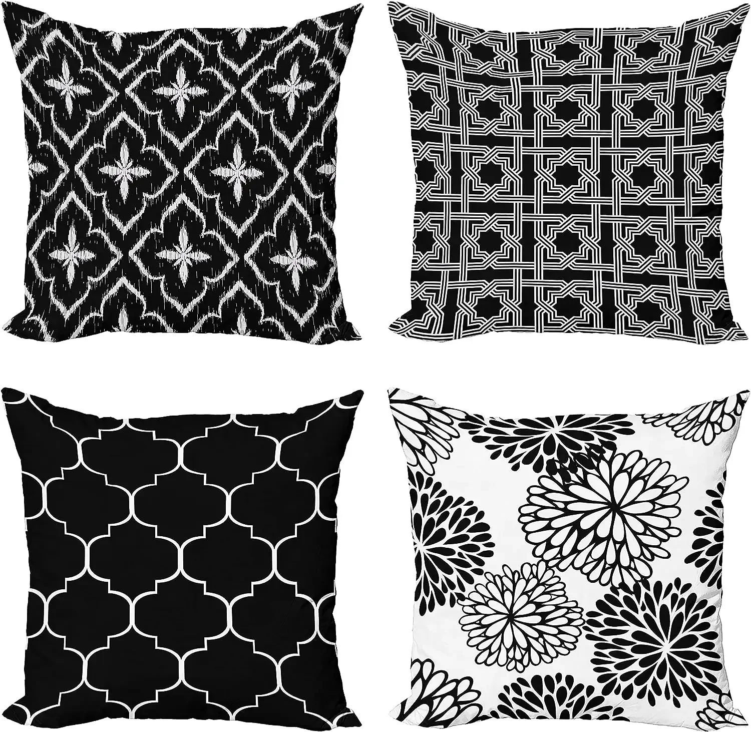 Short Plush Retro Pillow Cover Monochrome Grid Plaid Digital Printing Cushion Cover, Charcoal Gray White 45x45 pillow case