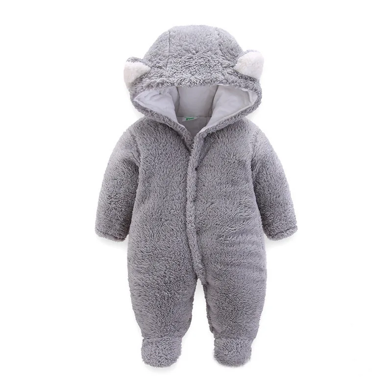 OLEKID 2024 Autumn Winter Newborn Baby Rompers Hooded Thick Warm Baby Girls Jumpsuit Toddler Boys Overalls Infant Fleece Outfit