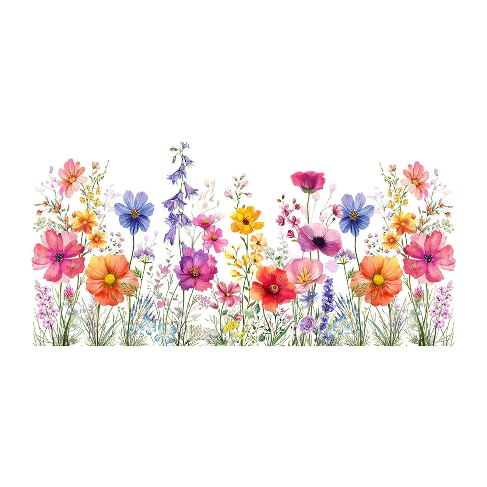 Double Sided Colorful Flowers Wall Sticker Electrostatic Paste Window Glass Paste Visible Decorative Wall Decal