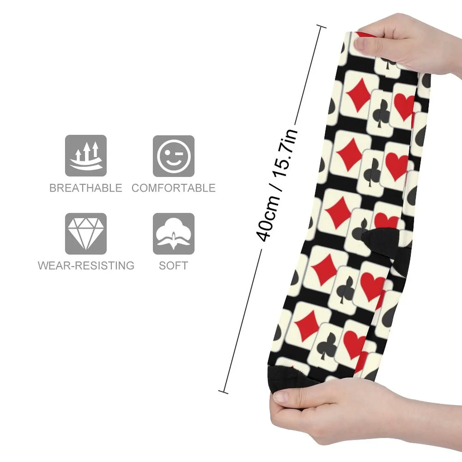 Poker Quartett Strümpfe Spielkarten drucken Grafik moderne Socken Herbst anti bakterielle Socken Unisex Klettern bequeme Socken