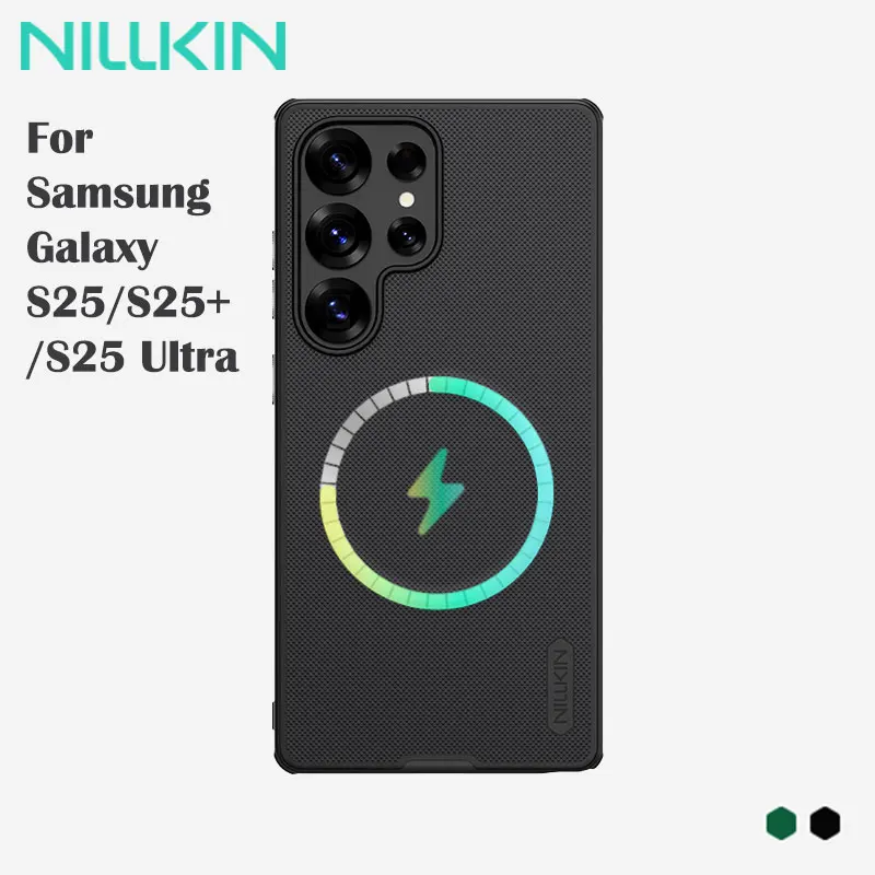 

Противоскользящий матовый магнитный чехол NILLKIN для Galaxy S25/S25+/S25 Ultra, антижелтый ПК + ТПУ, 4-угольный противоударный чехол с защитой от отпечатков пальцев