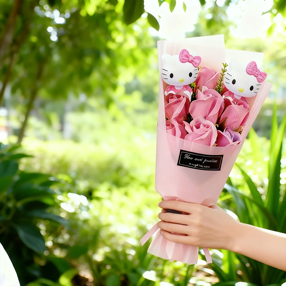Sanrio presents a bouquet of Hello Kitty flowers. Hello Kitty realistic rose flowers. Home and wedding decoration items. Realist - view 3