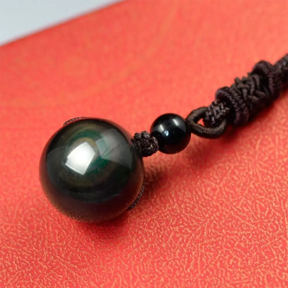Fashion Wonderful A+++ Stone Crystal for Lovers Transfer Lucky Top Natural Obsidian Rainbow Ball Eye Pendant