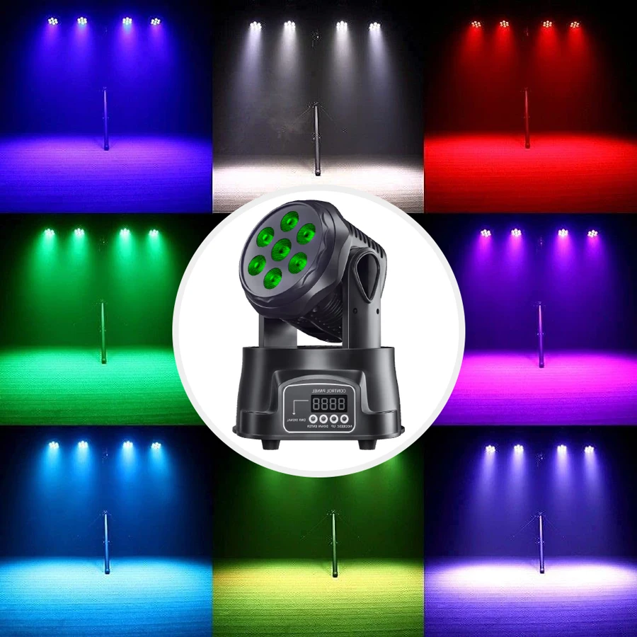 New 2PCS 7x10W LED Moving Head Light 6 IN 1 RGBW Professional Stage Effect DMX512 Wash Light for Disco DJ Music Party Dance Club