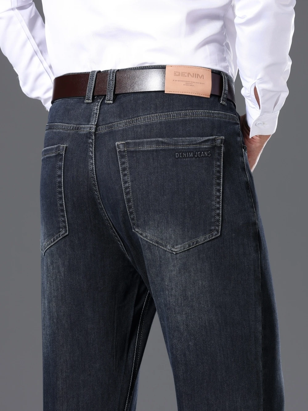 Four Colors of Autumn Jeans Classic Retro Business Casual Comfortable Cotton Stretch Men's Straight Loose Denim Pants High Waist
