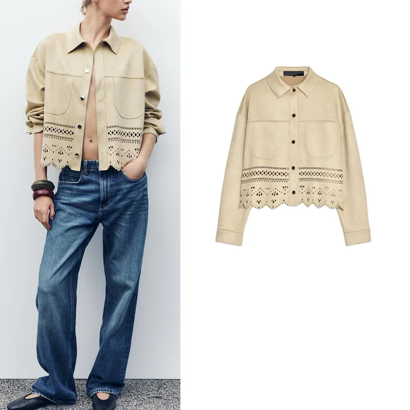 

Spring New Arrival Women's Jaet Long Sve Faux Fur Lapel Collar Flat Cut Outerwear Comfortable Polyester Casual Coat